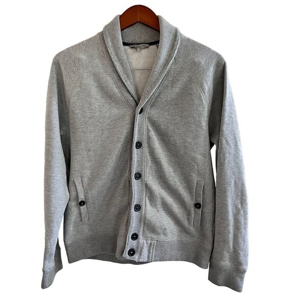 TED Baker London Sweater Womens 4 Gray Button Up Wool Blend Knit Coat - Picture 2 of 11